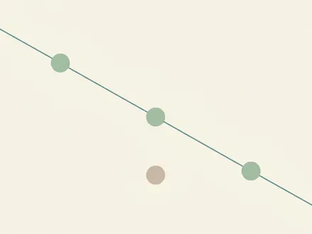 極簡幾何構圖——傾斜的 2031 軸線串起三個翠綠新站，下方獨立的駝色圓點象徵被「素通り」的難波，呼應なにわ筋線通車後的人流跳站風險