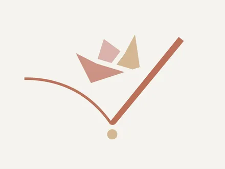 極簡幾何插畫：一條由低點急速反轉向上的折線，穿過一頂被拆解又重組的皇冠輪廓，象徵『皇冠珠寶』被賣掉後的 V 型重生