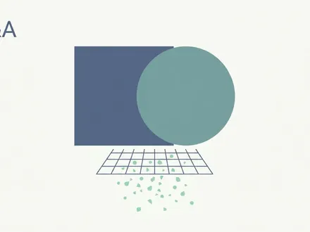 M&A 字樣與網格中的圓球與散落顆粒——象徵 2026 年建設業二極化的分水嶺